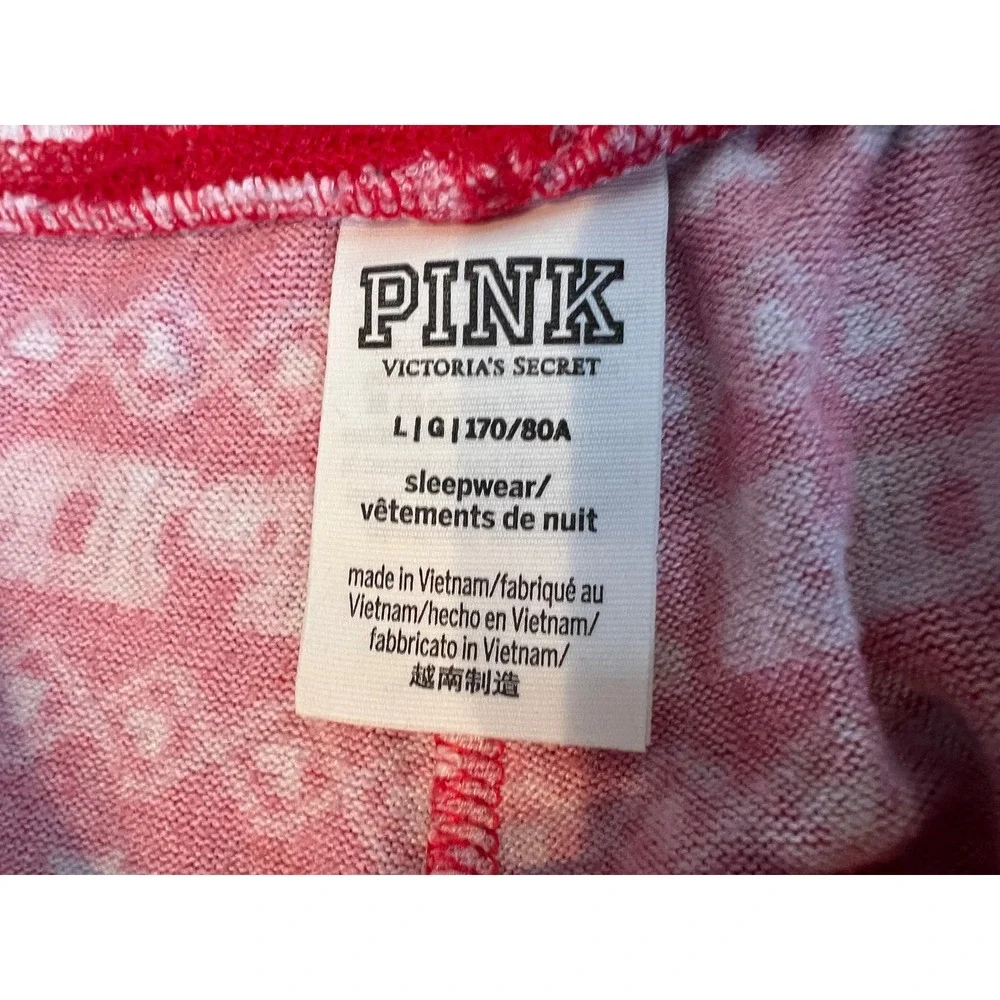 PINK Victorias Secret Pajama Set Large Red Fair Isle Dog Logo 2 pc PJ Set Nordic
